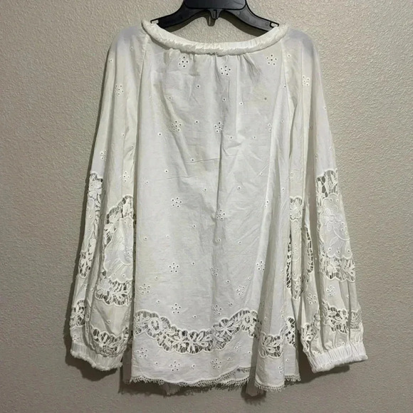 Sundance Princesa Womens White Eyelet Peasant Boho Tunic Top - Picture 6 of 6